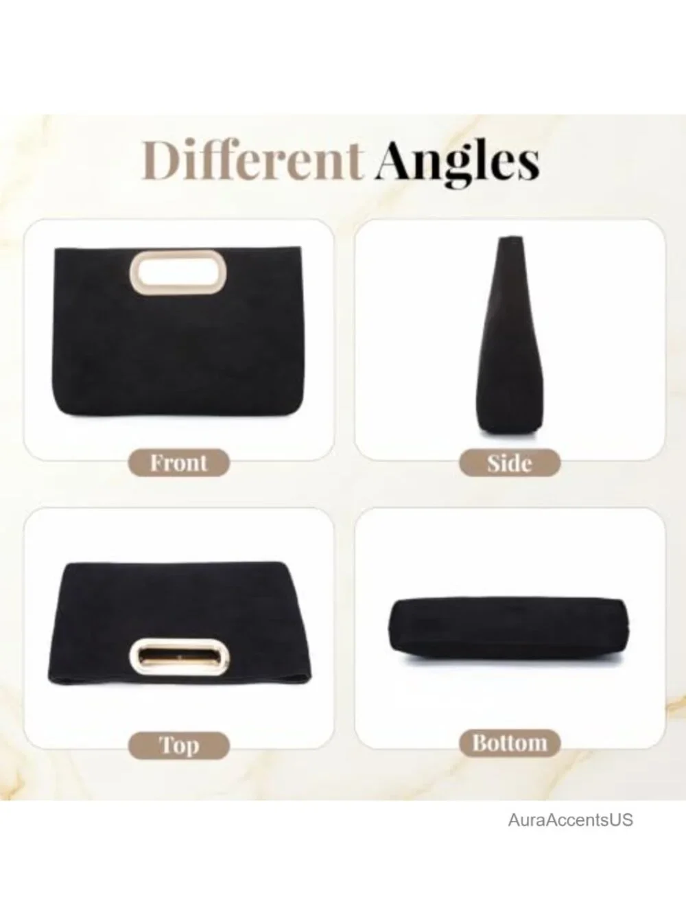 Faux Suede Evening Clutch Purse with Detachable Chain for Wedding Formal